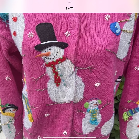 Design Options by Phillip Jane Gordon Sz S Snowman ⛄️ Beaded Sweater - Picture 3 of 10